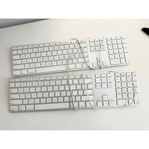 Lot of 2 Apple A1243 Wired Keyboard w/Numeric Keypad MB110LL/B White-Parts only